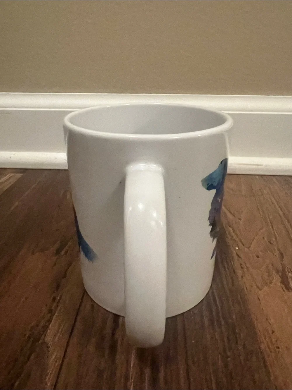 White Mug with Blue Multi-Tone Dachshund Silhouette